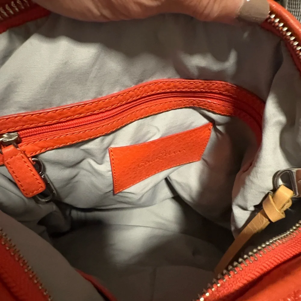 Cole Haan Orange Pebbled Leather Hobo - Picture 4 of 6